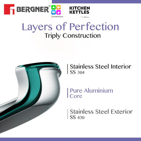  Bergner Extra Deep Kadai --- 18 cm - 1-0L (Max 1-4L)