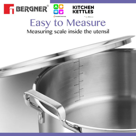 Bergner AVADH Tri-Ply Stainless Steel Biryani Pot with Lid --- 32---cm