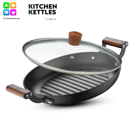 Bergner ODIN Pre-Seasoned Cast Iron Round Grill Plate --- 28---cm Diameter